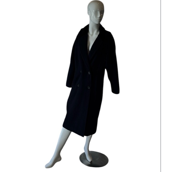 Vintage Navy Wool Peacoat with a Velvet Collar & Sleeve Cuff Detail Size 12 - Picture 10 of 10